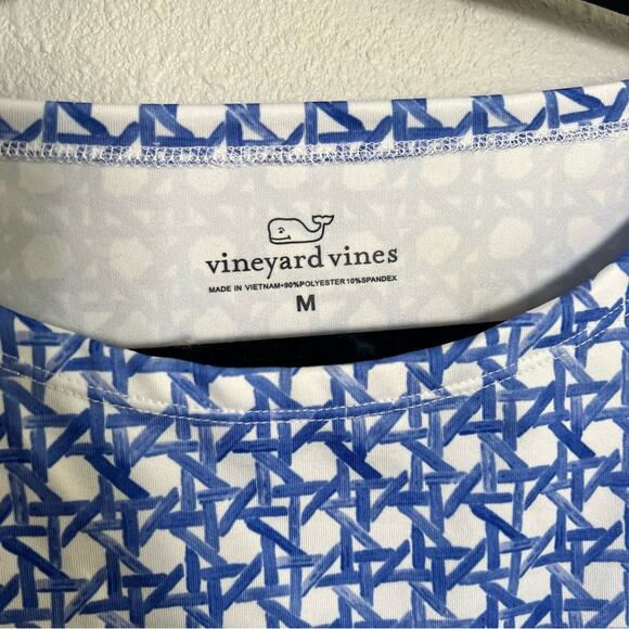 Vineyard Vines UPF 50 Sankaty Simple Boatneck Tee Blue White Print Women's sz M - Picture 3 of 5